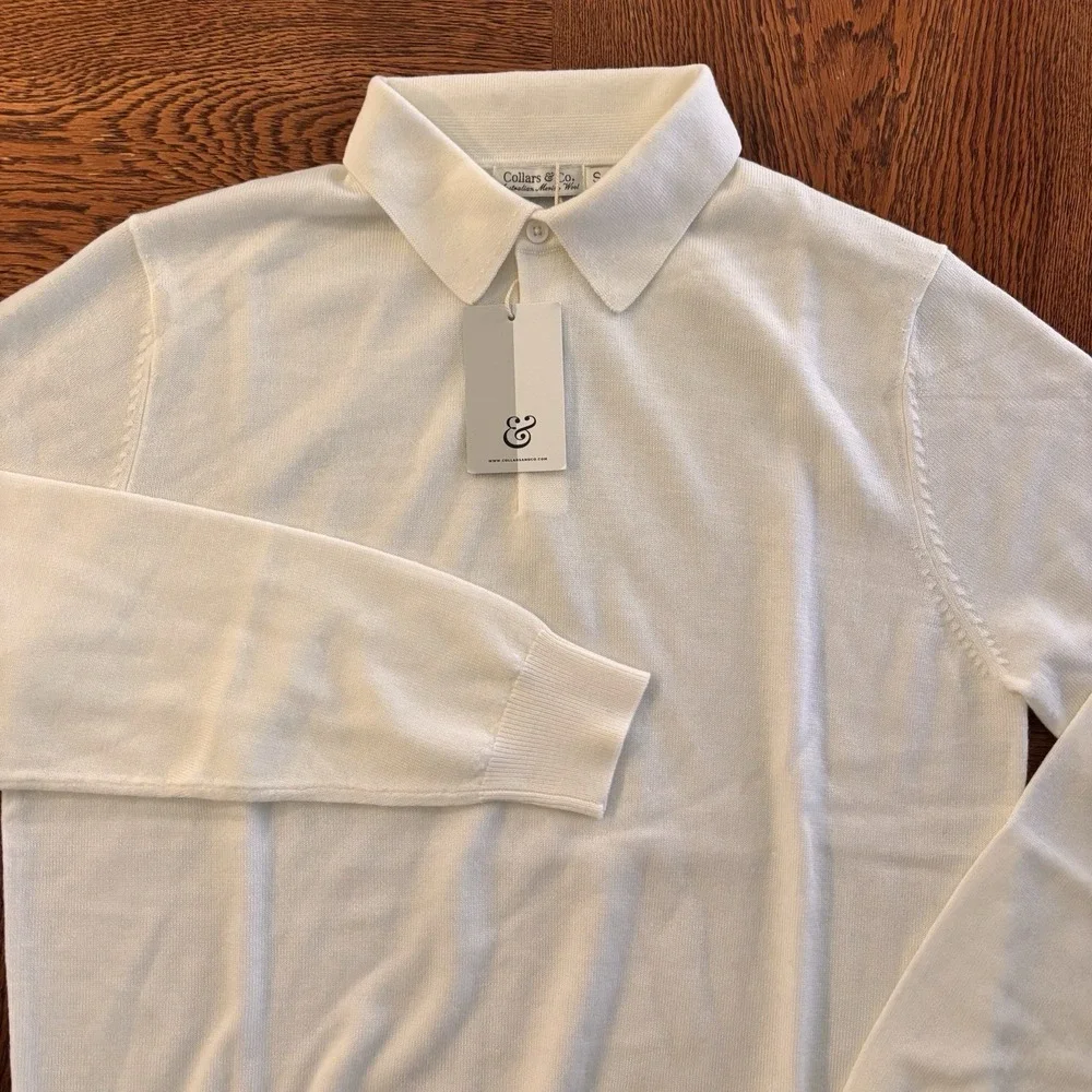 Collars And Co Australian Merino Wool Dress Polo Sweater Mens Small Luxury NWT